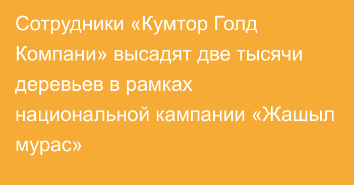 Сотрудники «Кумтор Голд Компани» высадят две тысячи деревьев в рамках национальной кампании «Жашыл мурас»