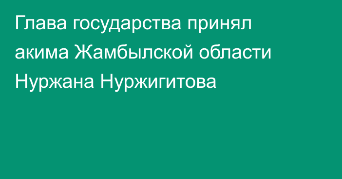 Глава государства принял акима Жамбылской области Нуржана Нуржигитова