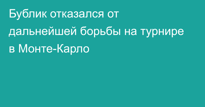 Бублик отказался от дальнейшей борьбы на турнире в Монте-Карло