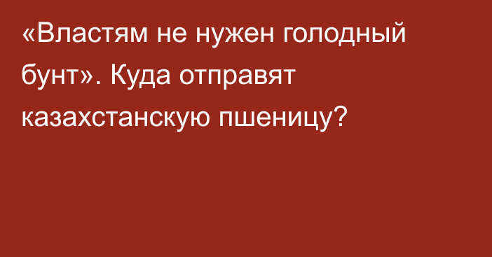 «Властям не нужен голодный бунт». Куда отправят казахстанскую пшеницу?