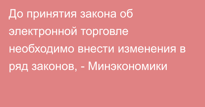 До принятия закона об электронной торговле необходимо внести изменения в ряд законов, - Минэкономики