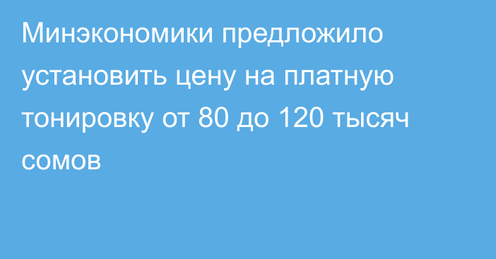 Минэкономики предложило установить цену на платную тонировку от 80 до 120 тысяч сомов