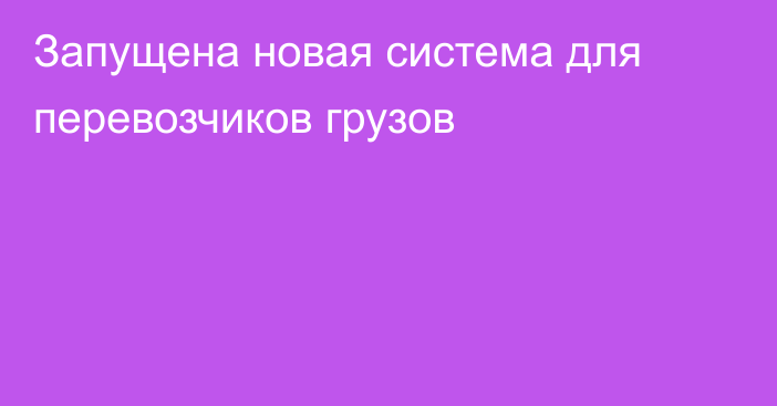 Запущена новая система для перевозчиков грузов