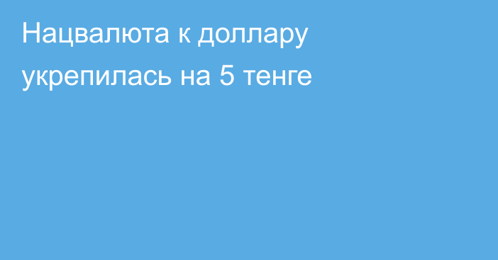 Нацвалюта к доллару укрепилась на 5 тенге