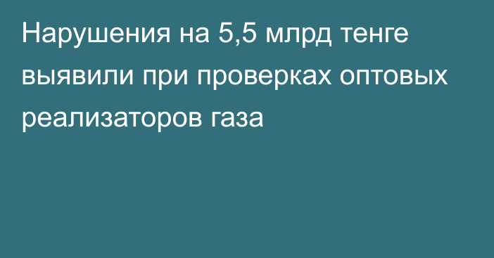 Нарушения на 5,5 млрд тенге выявили при проверках оптовых реализаторов газа