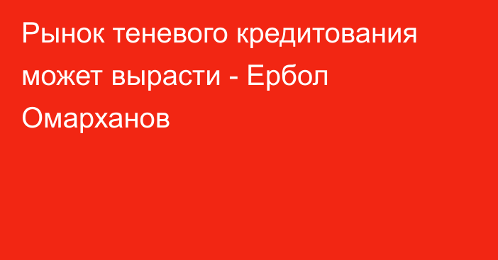 Рынок теневого кредитования может вырасти - Ербол Омарханов