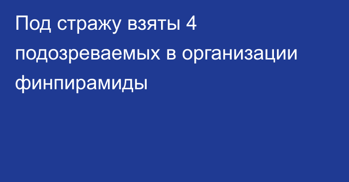 Под стражу взяты 4 подозреваемых в организации  финпирамиды