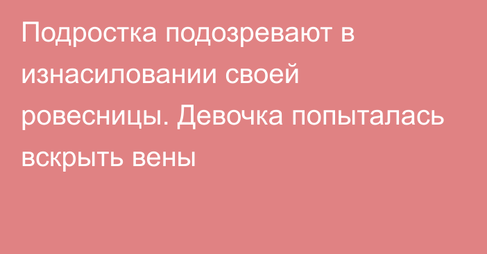 Подростка подозревают в изнасиловании своей ровесницы. Девочка попыталась вскрыть вены