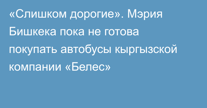 «Слишком дорогие». Мэрия Бишкека пока не готова покупать автобусы кыргызской компании «Белес»