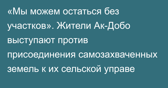 «Мы можем остаться без участков». Жители Ак-Добо выступают против присоединения самозахваченных земель к их сельской управе