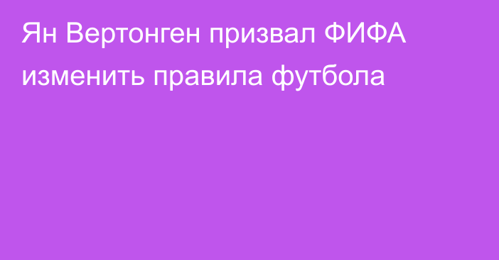 Ян Вертонген призвал ФИФА изменить правила футбола