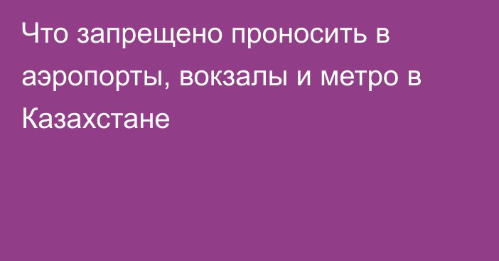 Что запрещено проносить в аэропорты, вокзалы и метро в Казахстане