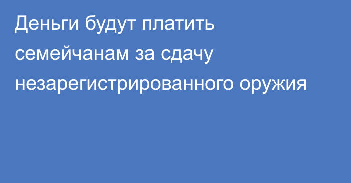 Деньги будут платить семейчанам за сдачу незарегистрированного оружия