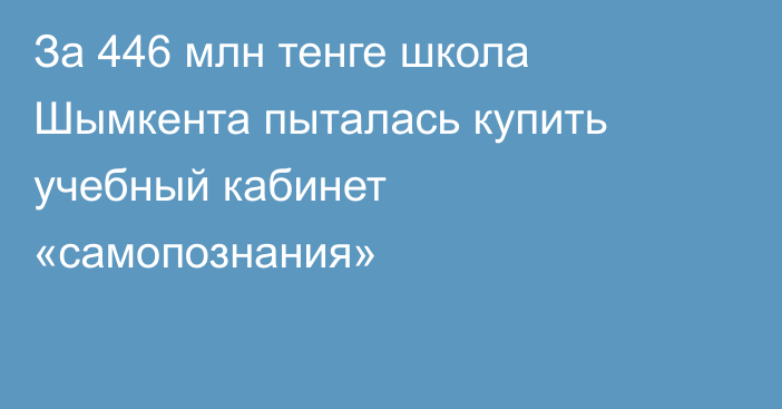 За 446 млн тенге школа Шымкента пыталась купить учебный кабинет «самопознания»