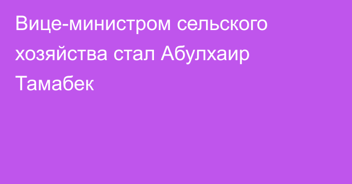 Вице-министром сельского хозяйства стал Абулхаир Тамабек