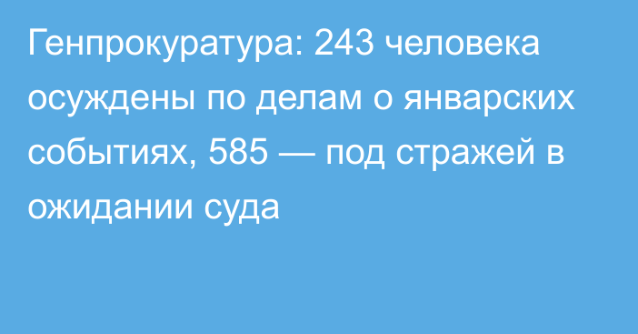 Генпрокуратура: 243 человека осуждены по делам о январских событиях, 585 — под стражей в ожидании суда