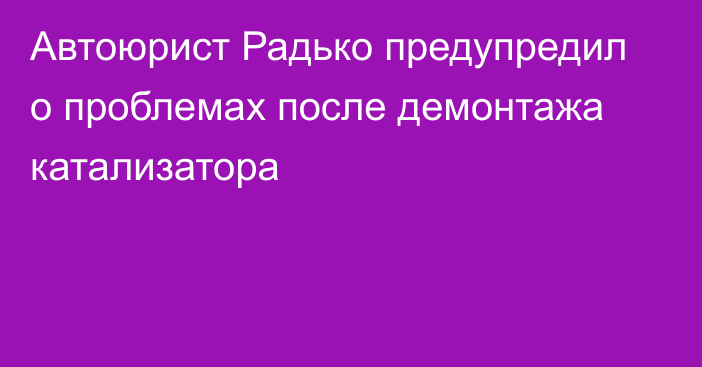 Автоюрист Радько предупредил о проблемах после демонтажа катализатора