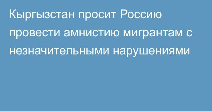 Кыргызстан просит Россию провести амнистию мигрантам с незначительными нарушениями