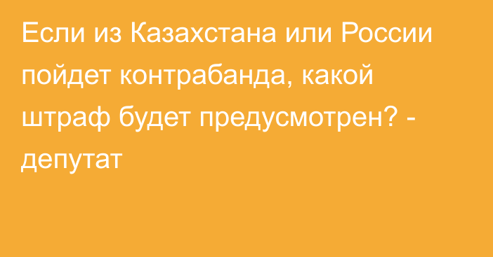 Если из Казахстана или России пойдет контрабанда, какой штраф будет предусмотрен? - депутат