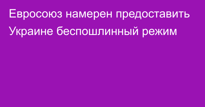 Евросоюз намерен предоставить Украине беспошлинный режим