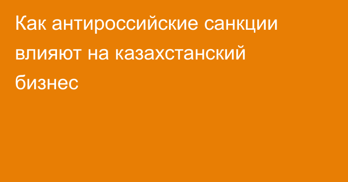 Как антироссийские санкции влияют на казахстанский бизнес