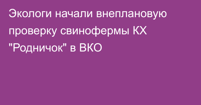 Экологи начали внеплановую проверку свинофермы КХ 