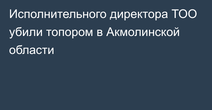 Исполнительного директора ТОО убили топором в Акмолинской области