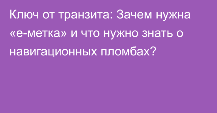 Ключ от транзита: Зачем нужна «е-метка» и что нужно знать о навигационных пломбах?