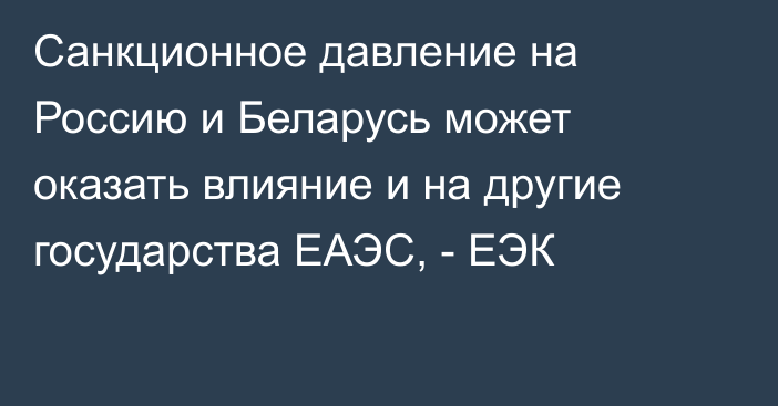 Санкционное давление на Россию и Беларусь может оказать влияние и на другие государства ЕАЭС, - ЕЭК