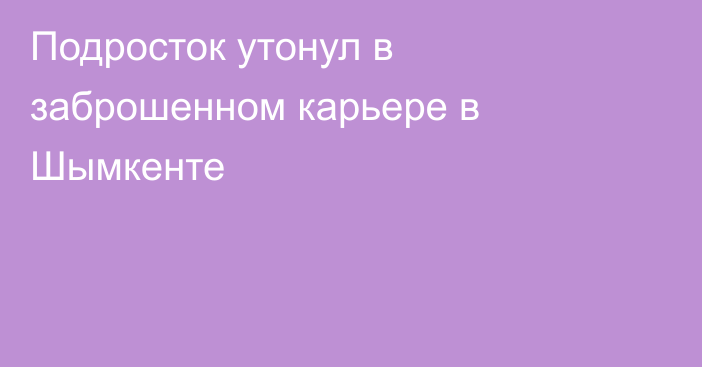 Подросток утонул в заброшенном карьере в Шымкенте