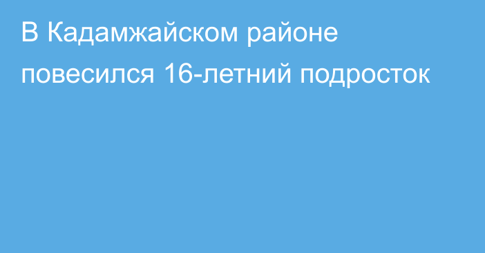 В Кадамжайском районе повесился 16-летний подросток