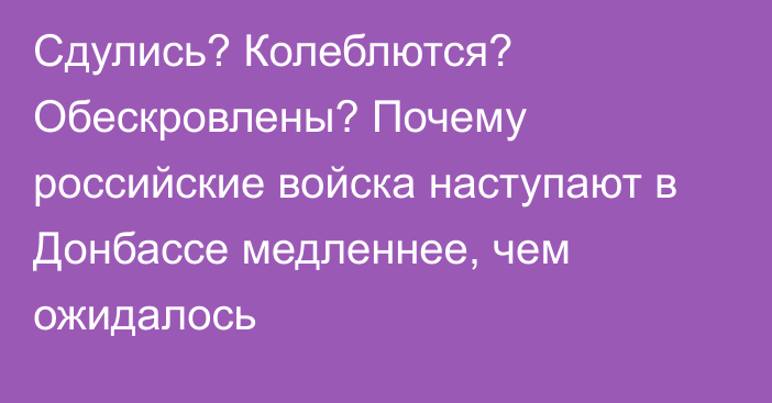 Сдулись? Колеблются? Обескровлены? Почему российские войска наступают в Донбассе медленнее, чем ожидалось