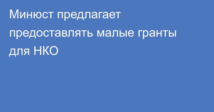 Минюст предлагает предоставлять малые гранты для НКО