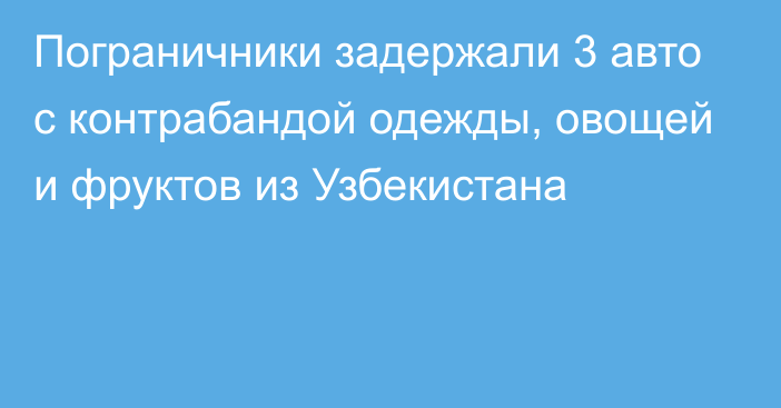 Пограничники задержали 3 авто с контрабандой одежды, овощей и фруктов из Узбекистана