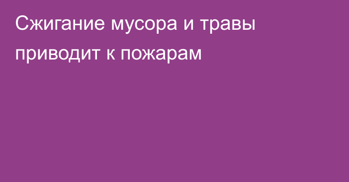 Сжигание мусора и травы приводит к пожарам