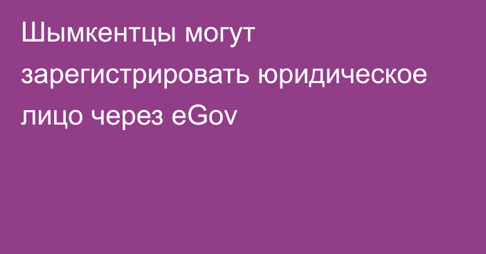 Шымкентцы могут зарегистрировать юридическое  лицо через eGov