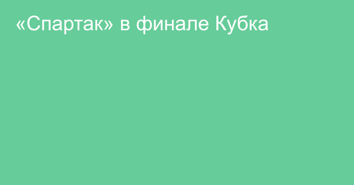 «Спартак» в финале Кубка