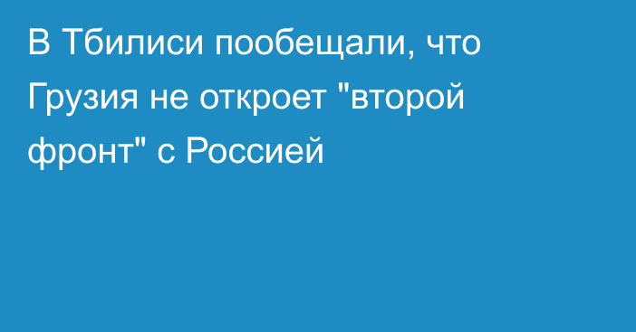 В Тбилиси пообещали, что Грузия не откроет 