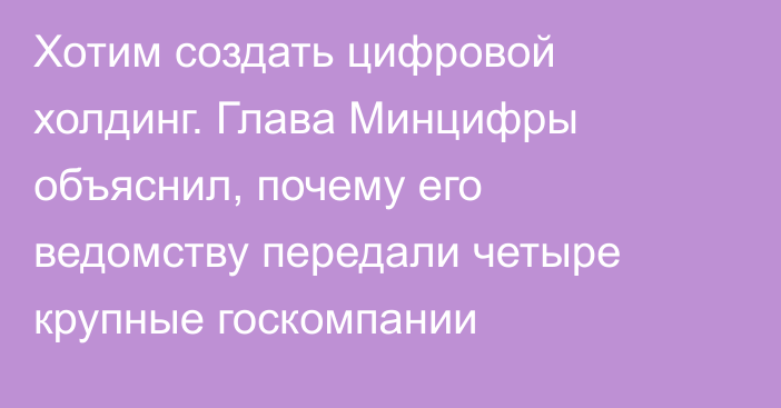 Хотим создать цифровой холдинг. Глава Минцифры объяснил, почему его ведомству передали четыре крупные госкомпании