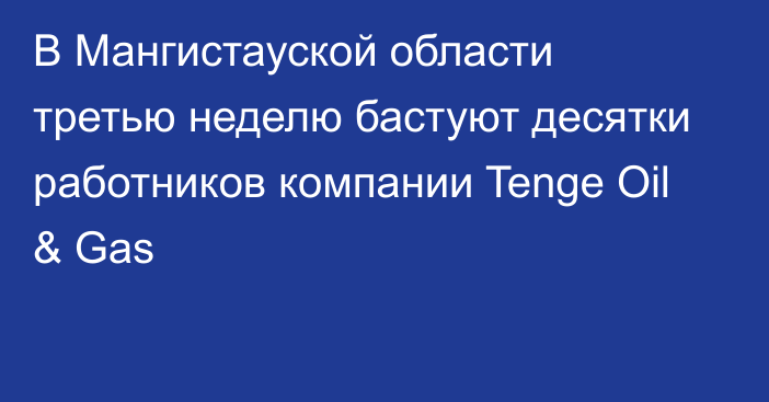 В Мангистауской области третью неделю бастуют десятки работников компании Tenge Oil & Gas