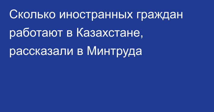 Сколько иностранных граждан работают в Казахстане, рассказали в Минтруда