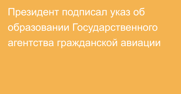 Президент подписал указ об образовании Государственного агентства гражданской авиации