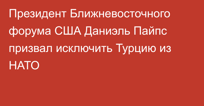 Президент Ближневосточного форума США Даниэль Пайпс призвал исключить Турцию из НАТО