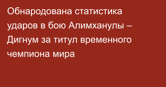 Обнародована статистика ударов в бою Алимханулы – Дигнум за титул временного чемпиона мира