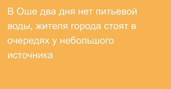 В Оше два дня нет питьевой воды, жителя города стоят в очередях у небольшого источника