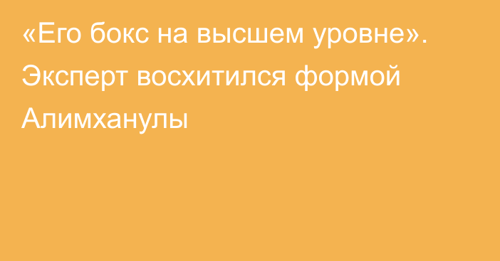 «Его бокс на высшем уровне». Эксперт восхитился формой Алимханулы