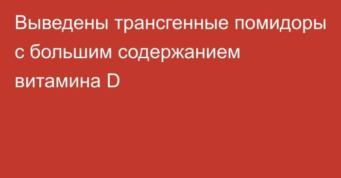 Выведены трансгенные помидоры с большим содержанием витамина D