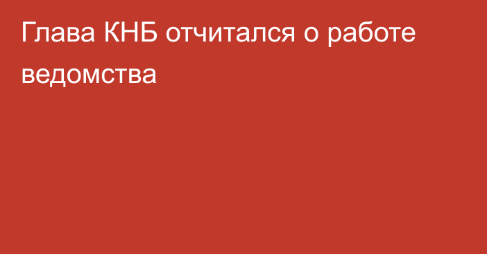 Глава КНБ отчитался о работе ведомства