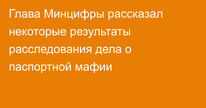 Глава Минцифры рассказал некоторые результаты расследования дела о паспортной мафии