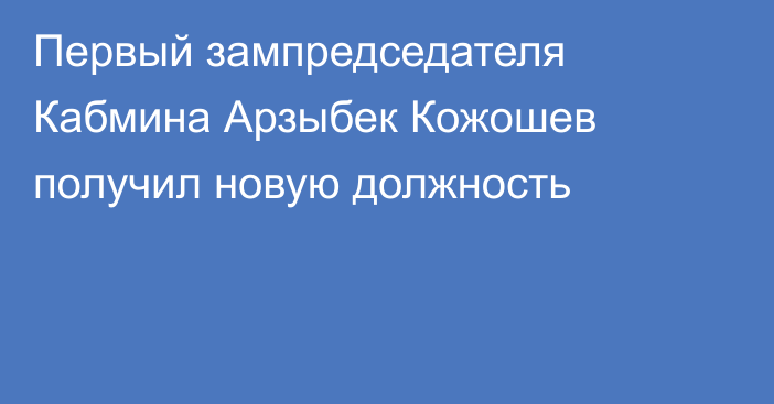 Первый зампредседателя Кабмина Арзыбек Кожошев получил новую должность